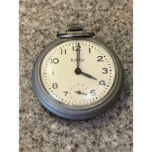 Westclox Bulls Eye  Wind Up Pocket Watch Running Vintage USA-runs intermittently